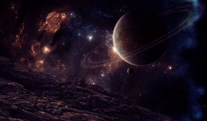 Preview wallpaper planet, satellite, space, stars