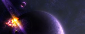 Preview wallpaper planet, saturn, space, rings, meteorite