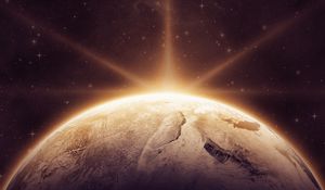 Preview wallpaper planet, shine, light, rays, space