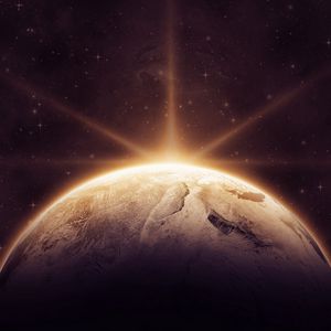 Preview wallpaper planet, shine, light, rays, space