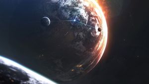 Preview wallpaper planet, space, ball, satellites