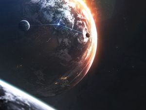 Preview wallpaper planet, space, ball, satellites