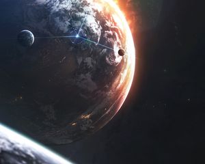 Preview wallpaper planet, space, ball, satellites