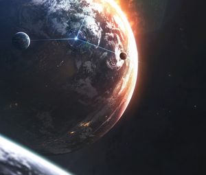 Preview wallpaper planet, space, ball, satellites