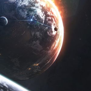 Preview wallpaper planet, space, ball, satellites