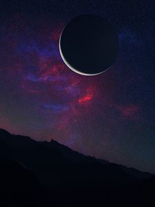 Preview wallpaper planet, space, dark, mountains, landscape
