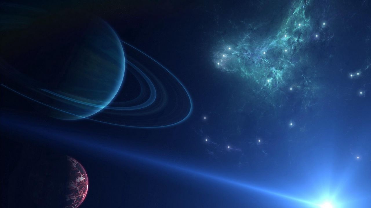 Wallpaper planet, space, galaxy, rays