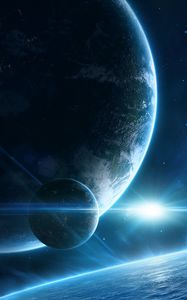 Preview wallpaper planet, space, satellite, outer space