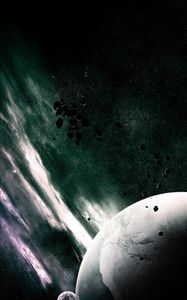 Preview wallpaper planet, space, satellite, outer space