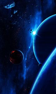 Preview wallpaper planet, space, satellites, stars, universe, cosmic