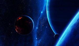 Preview wallpaper planet, space, satellites, stars, universe, cosmic