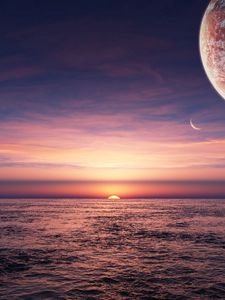 Preview wallpaper planet, space, sea, horizon