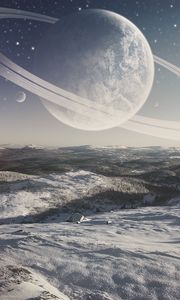 Preview wallpaper planet, space, snow, winter, surface