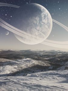 Preview wallpaper planet, space, snow, winter, surface