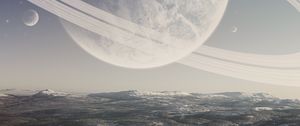 Preview wallpaper planet, space, snow, winter, surface