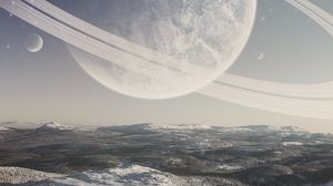 Preview wallpaper planet, space, snow, winter, surface