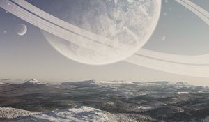 Preview wallpaper planet, space, snow, winter, surface