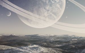 Preview wallpaper planet, space, snow, winter, surface