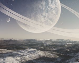 Preview wallpaper planet, space, snow, winter, surface