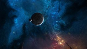 Preview wallpaper planet, space, starry sky, universe, galaxy, nebula