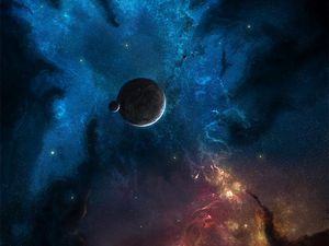 Preview wallpaper planet, space, starry sky, universe, galaxy, nebula