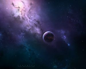 Preview wallpaper planet, space, stars, milky way, shine, dark