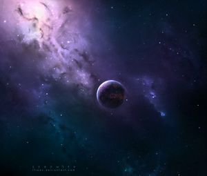 Preview wallpaper planet, space, stars, milky way, shine, dark