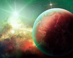 Preview wallpaper planet, space, stars, shine, universe