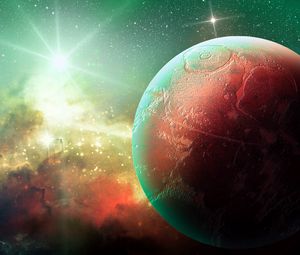 Preview wallpaper planet, space, stars, shine, universe