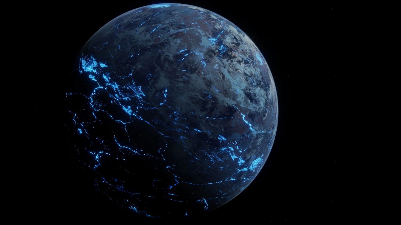 Wallpaper planet, sphere, surface, space, dark