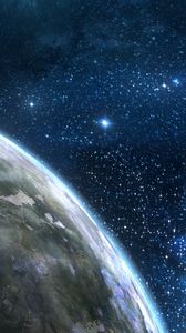 Preview wallpaper planet, stars, glow, space, universe