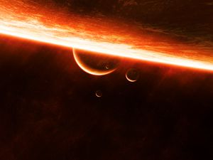 Preview wallpaper planet, surface, glow, space, light