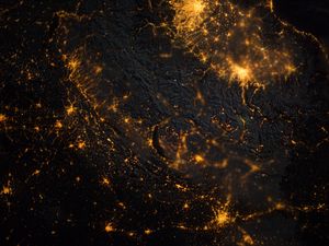 Preview wallpaper planet, surface, glow, space, dark