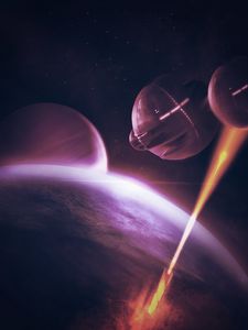 Preview wallpaper planets, aliens, ufo, glow, space