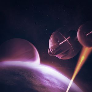 Preview wallpaper planets, aliens, ufo, glow, space