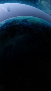 Preview wallpaper planets, asteroids, light, stars, universe