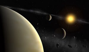 Preview wallpaper planets, asteroids, space, stars, sun