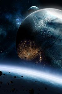 Preview wallpaper planets, asteroids, speed, impact, explosion