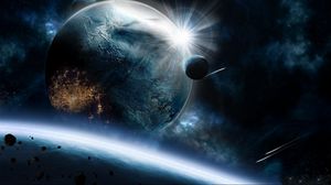 Preview wallpaper planets, asteroids, speed, impact, explosion