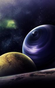 Preview wallpaper planets, circle, flash, radiance, galaxy
