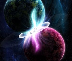 Preview wallpaper planets, collision, flash, space