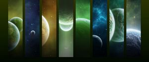 Preview wallpaper planets, colorful, stripes