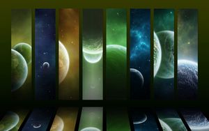 Preview wallpaper planets, colorful, stripes