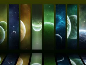 Preview wallpaper planets, colorful, stripes