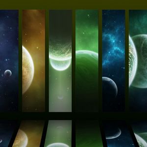 Preview wallpaper planets, colorful, stripes