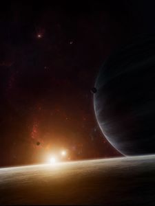 Preview wallpaper planets, flash, bright, glow, space