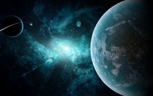 Preview wallpaper planets, galaxies, nebulae, circle, comet
