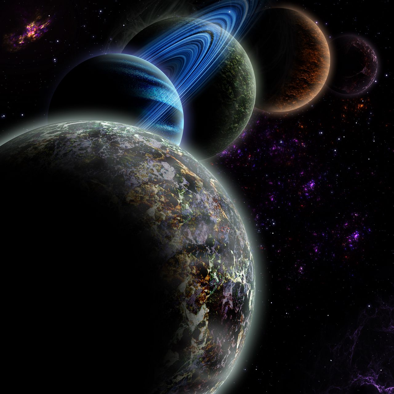 1280x1280 Wallpaper planets, galaxy, stars, space, universe