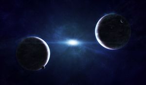 Preview wallpaper planets, light, shadow, stars, space