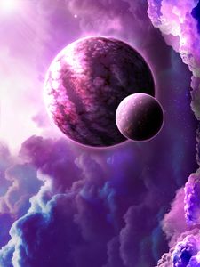 Preview wallpaper planets, nebula, clouds, stars, light